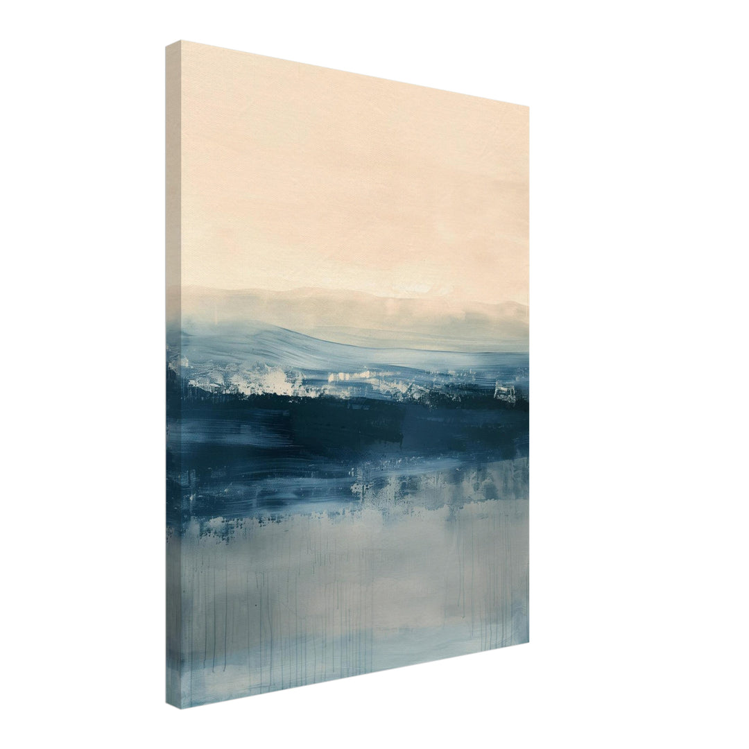 Horizontale Wellen in Blau Leinwandbild abstrakt – Leinwand auf Holzrahmen – Ansicht 2