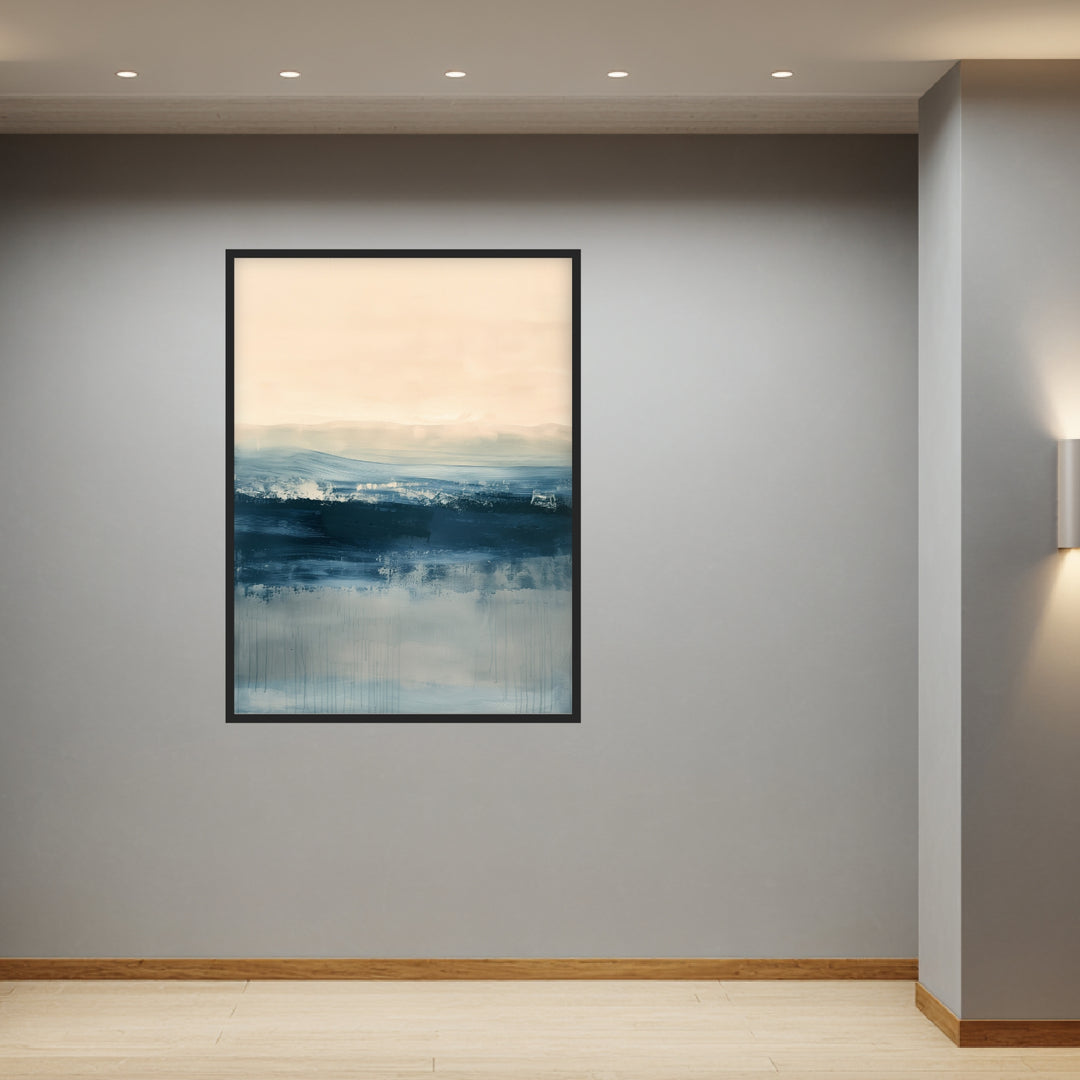 Horizontale Wellen in Blau Poster abstrakt – mattes Kunstdruck-Papier – Ansicht 2