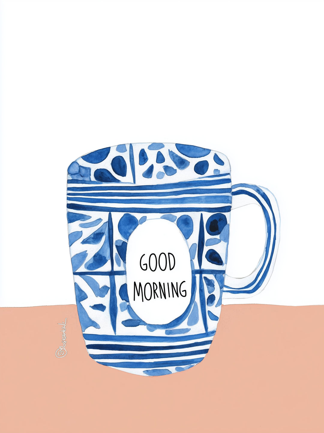 Blaue Kaffeetasse Muster Dopamin – Wandkunst