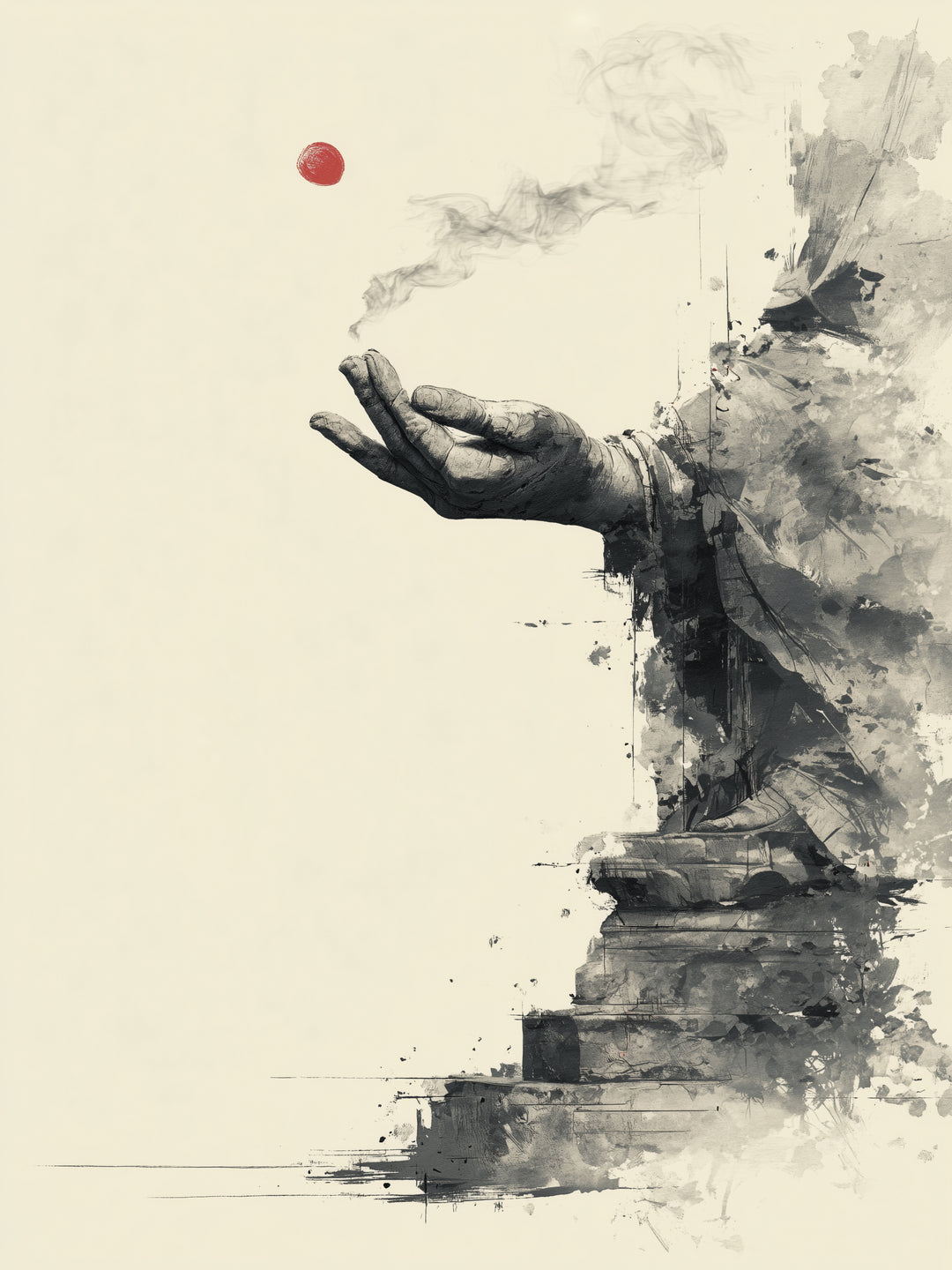 Offene Hand Rauch Zen – Wandkunst