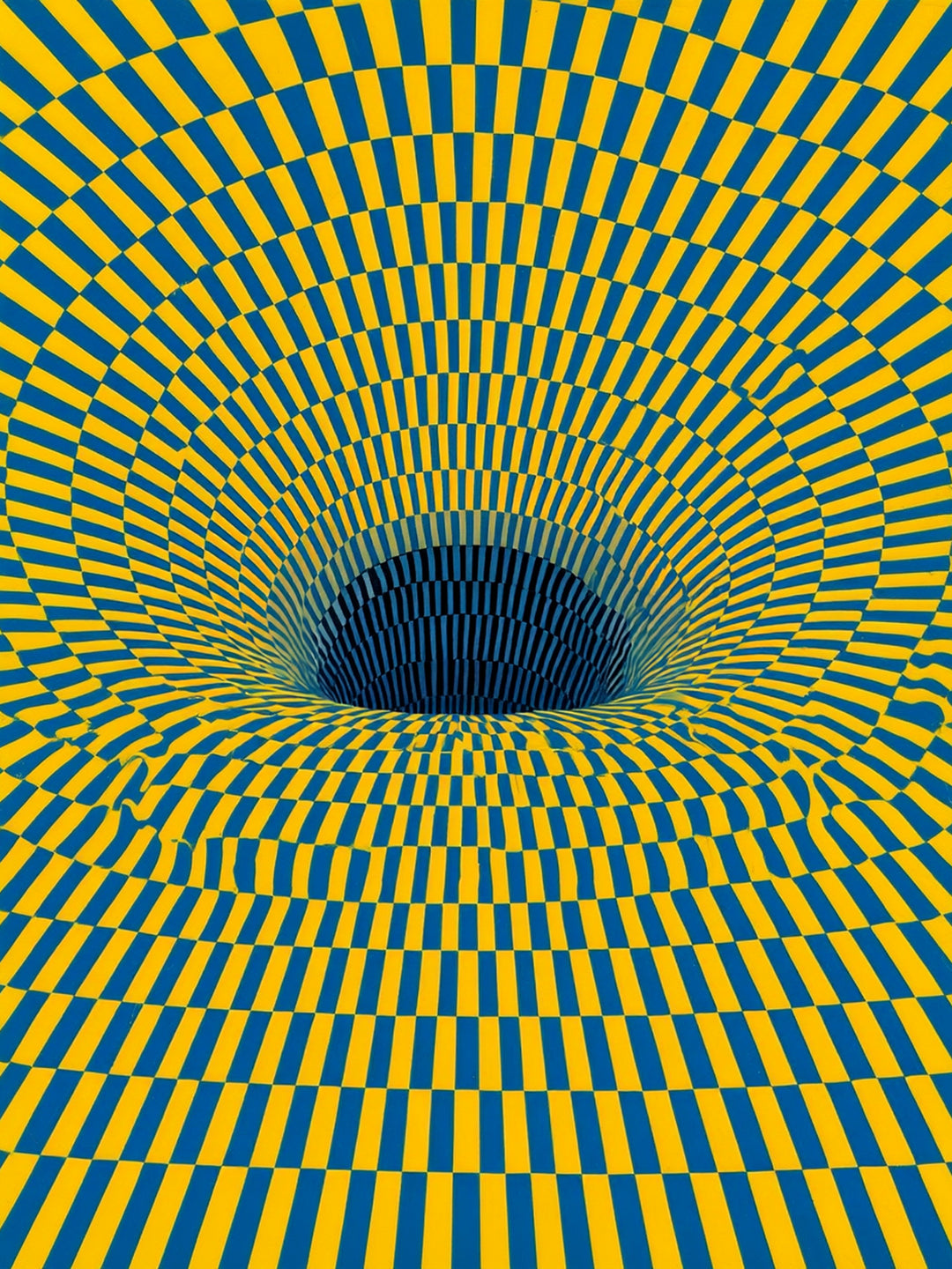 Psychedelischer Strudel in Gelb-Blau Leinwandbild – Leinwandbild