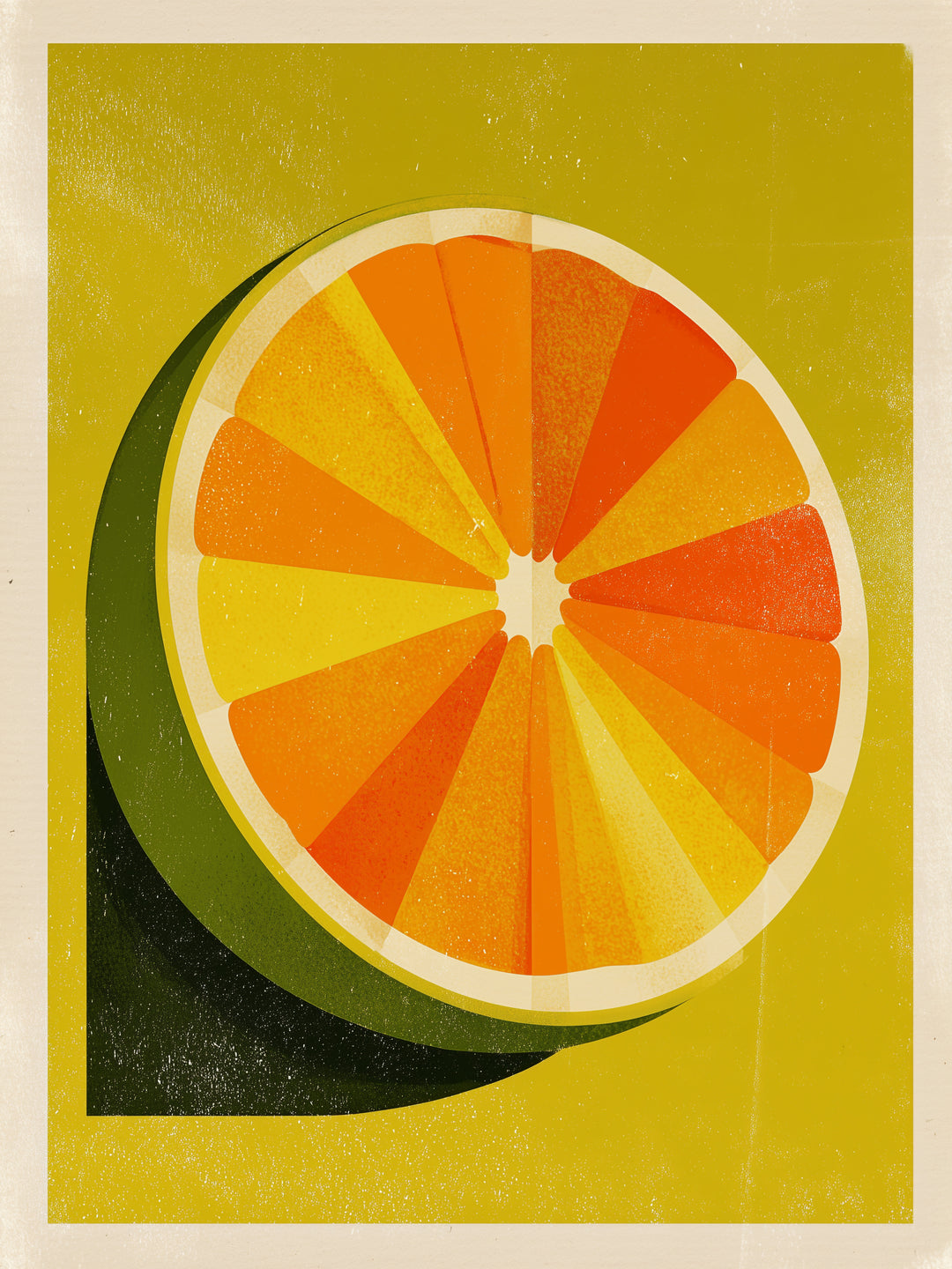 Orangen Scheibe Grafik Retro – Wandkunst