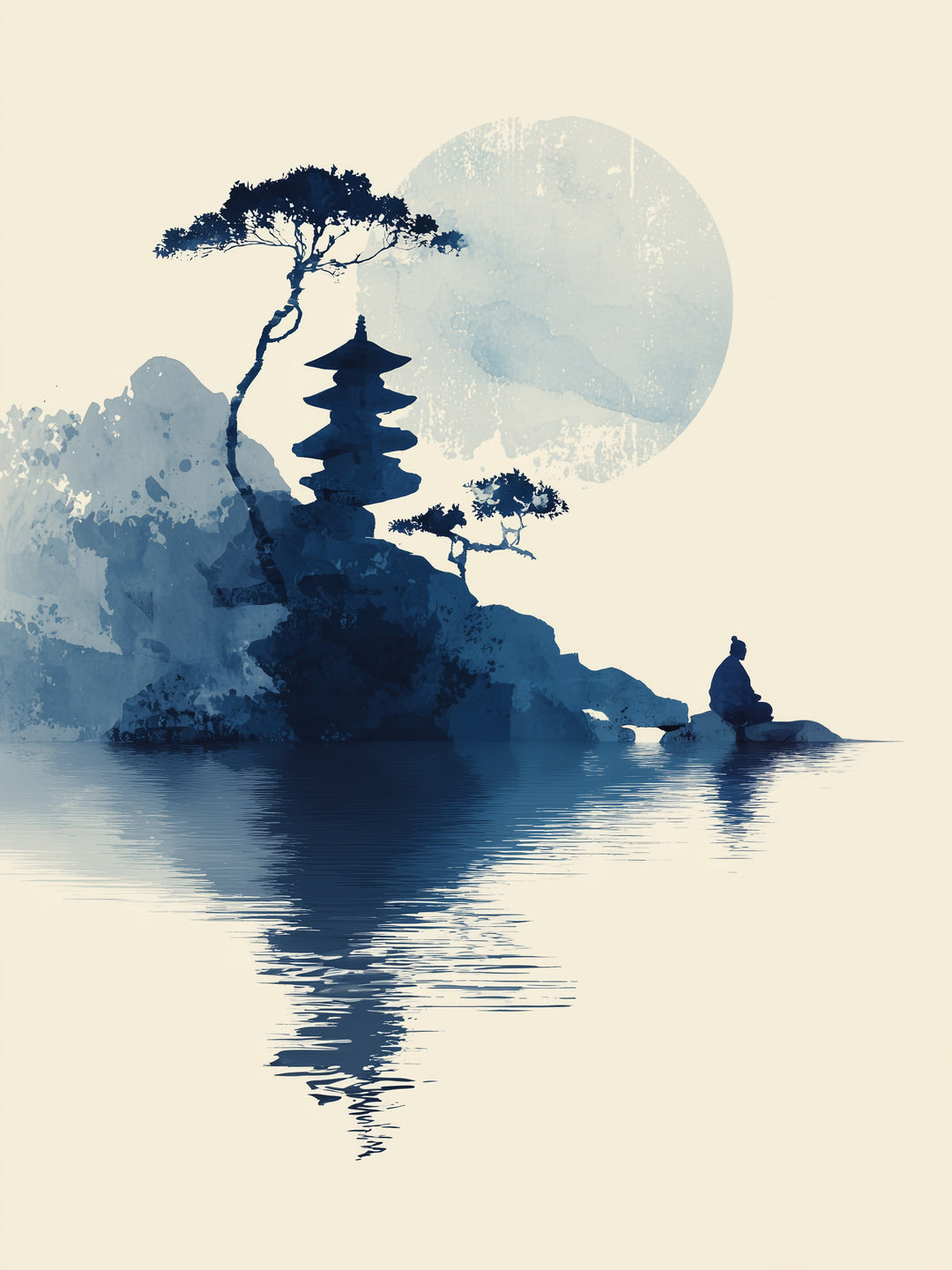 Pagode und meditierender Zen – Wandkunst