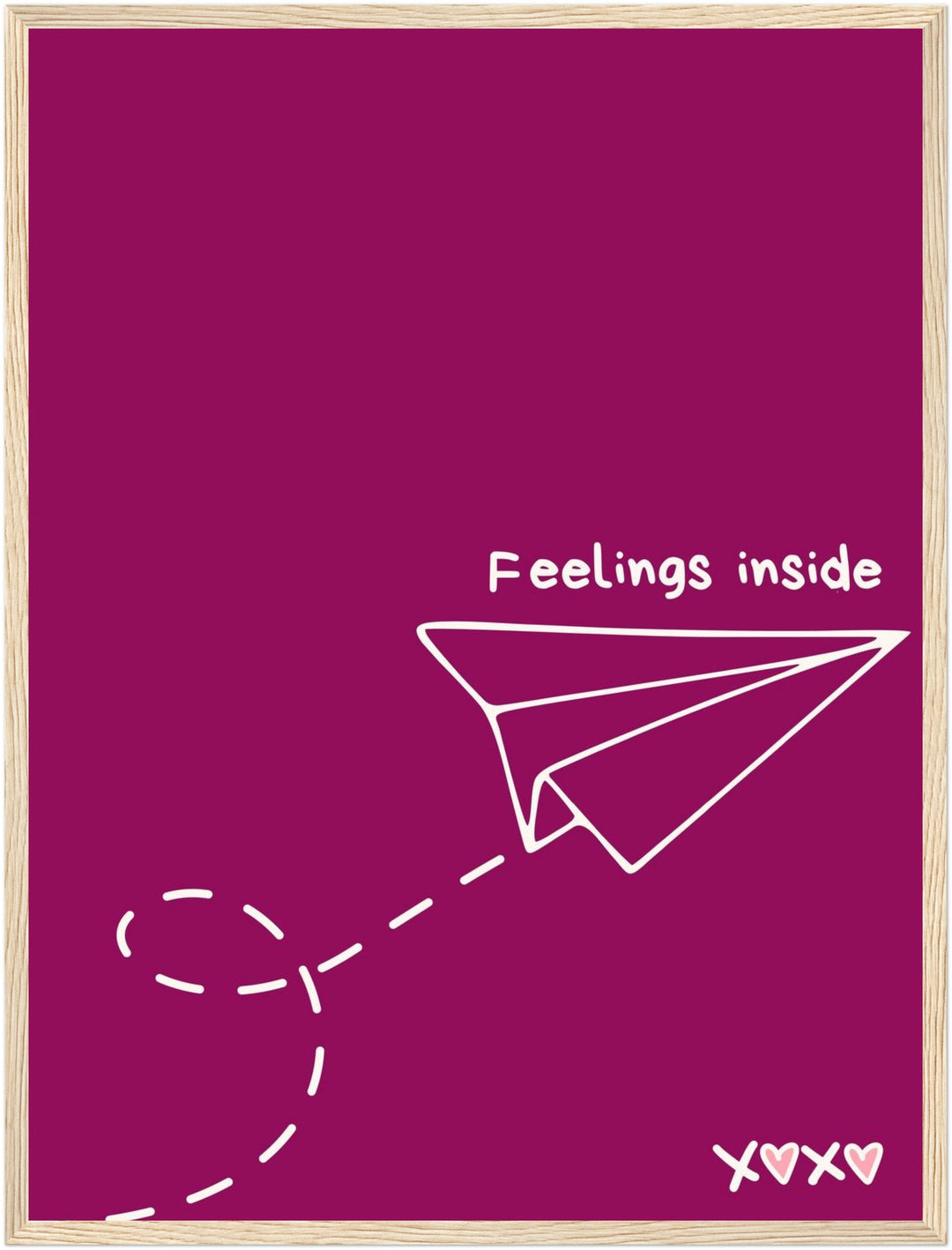 Papierflieger Feelings Inside Poster – Holz natur Rahmen – Produktfoto