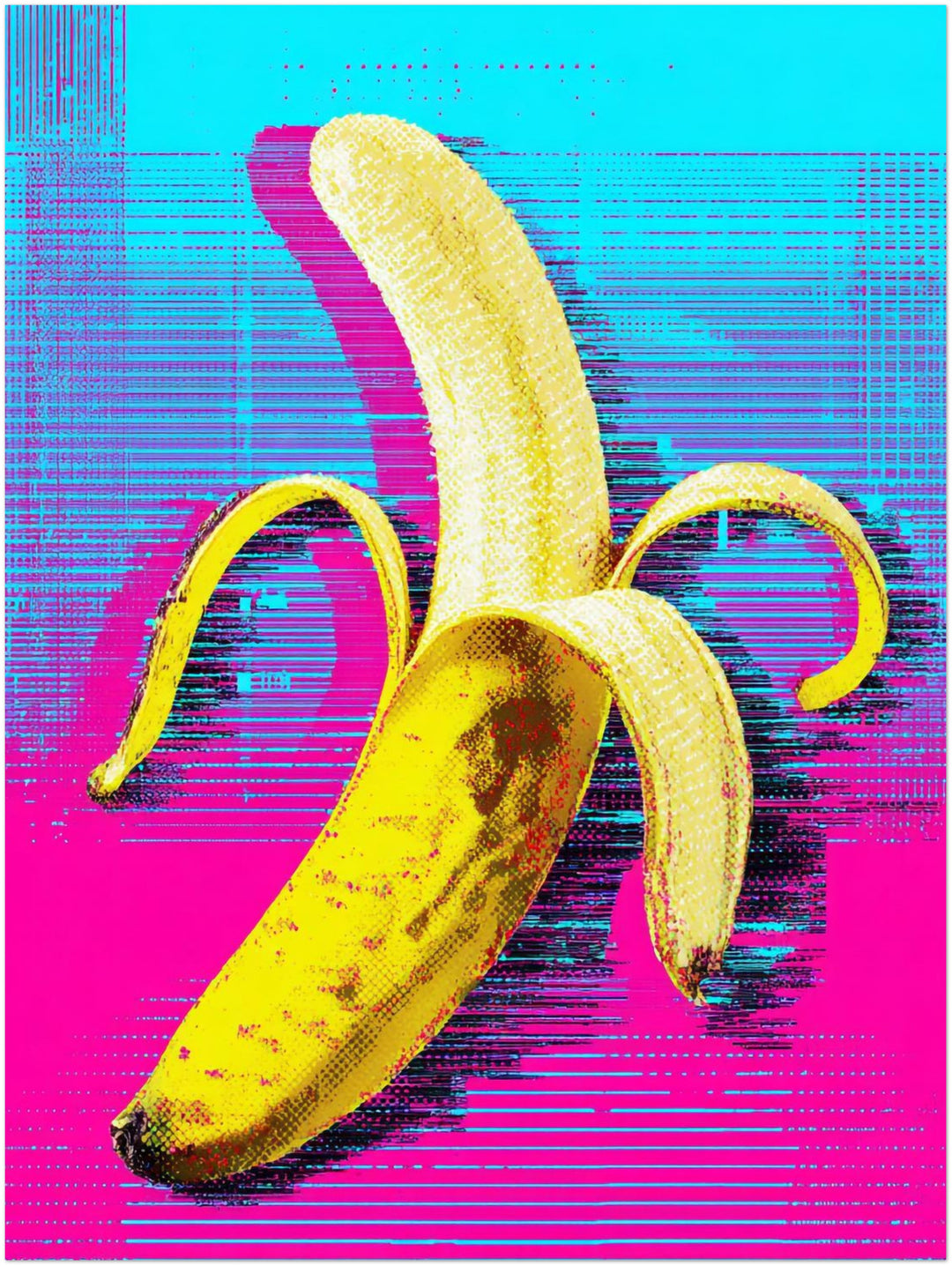 Banane auf Pink-blau Pop Art – Wandkunst