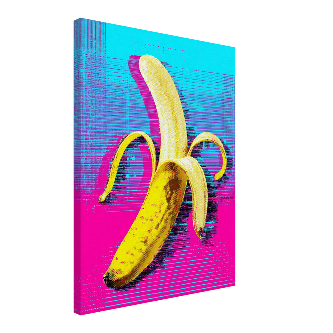 Banane auf Pink-blau Leinwandbild Pop Art – Leinwand auf Holzrahmen – Ansicht 2