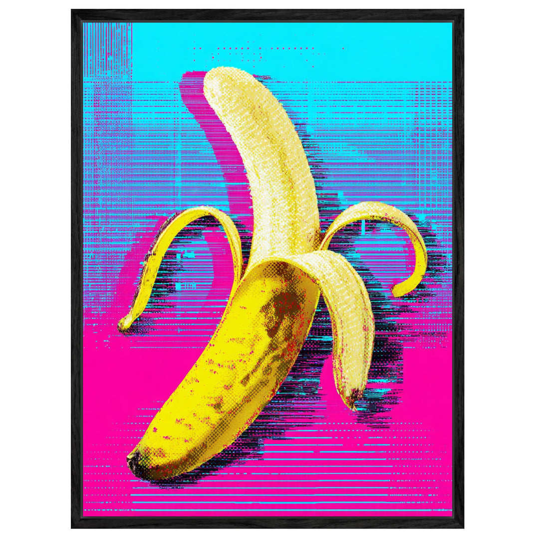 Banane auf Pink-blau Leinwandbild Pop Art – Leinwand auf Holzrahmen – Ansicht 4