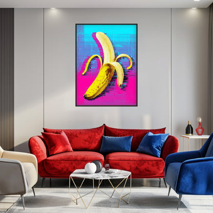 Banane auf Pink-blau Poster