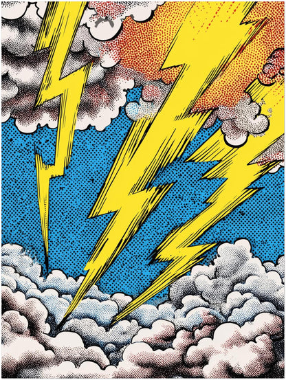 Blitzstrahlen in Wolken Poster