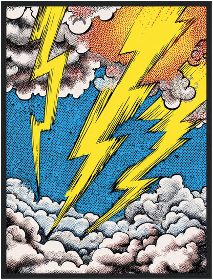 Blitzstrahlen in Wolken Poster