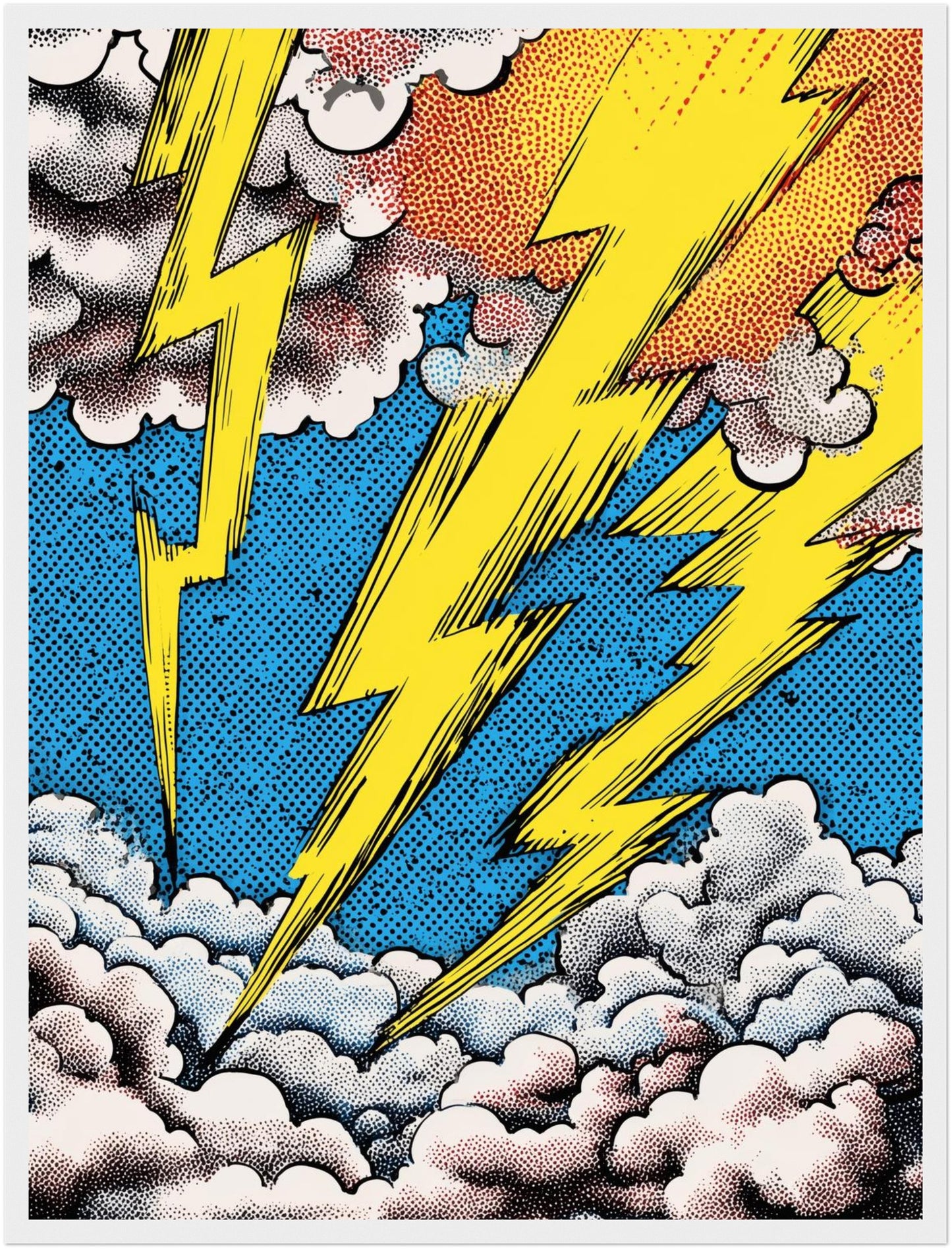 Blitzstrahlen in Wolken Poster