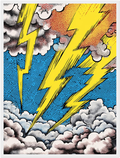 Blitzstrahlen in Wolken Poster