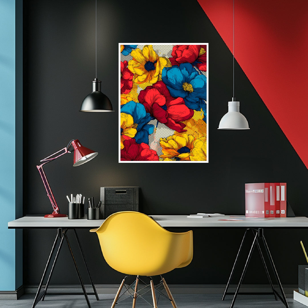 Bunte Blumenillustration Poster Pop Art – mattes Kunstdruck-Papier – Ansicht 4