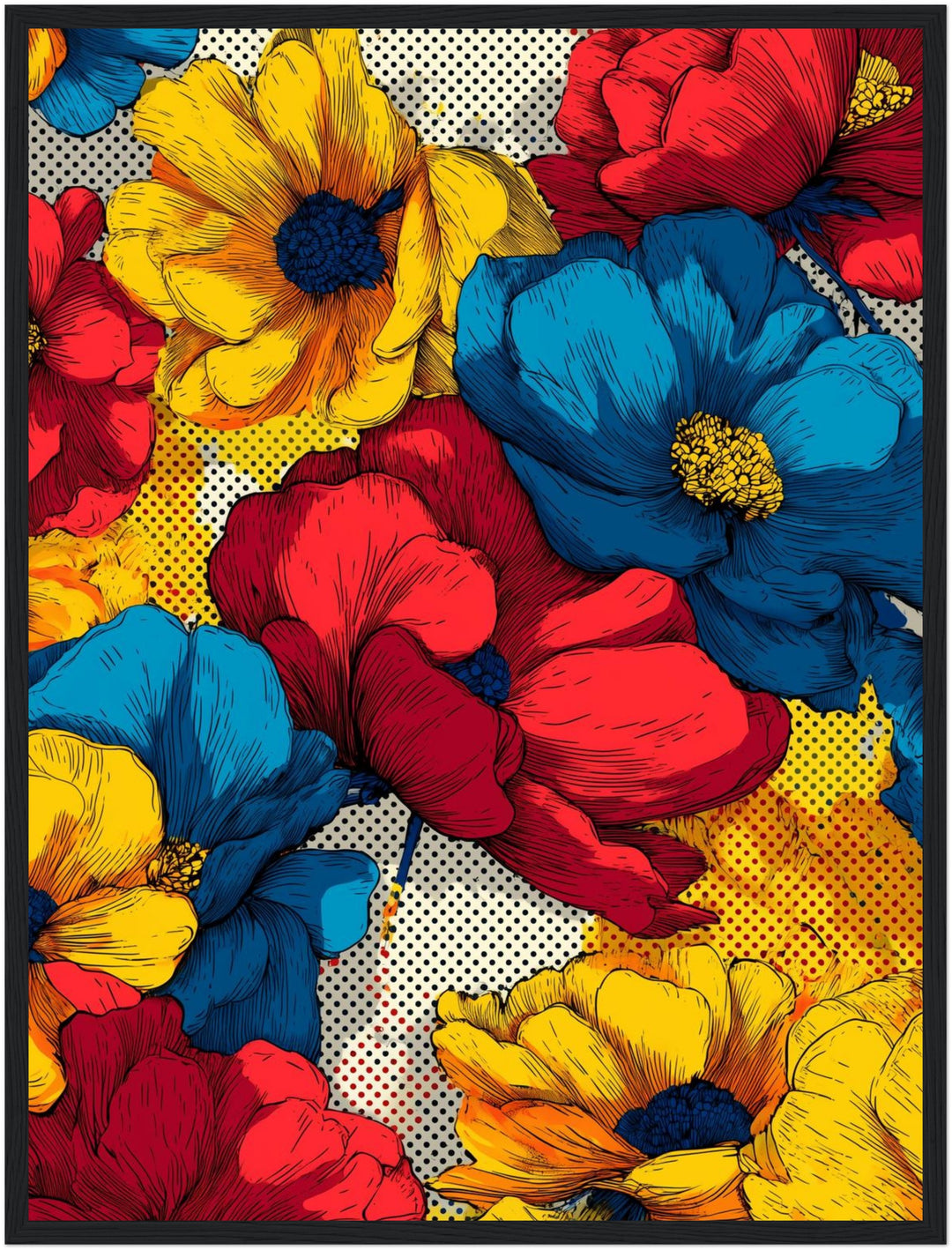 Bunte Blumenillustration Poster Pop Art – mattes Kunstdruck-Papier – Ansicht 5