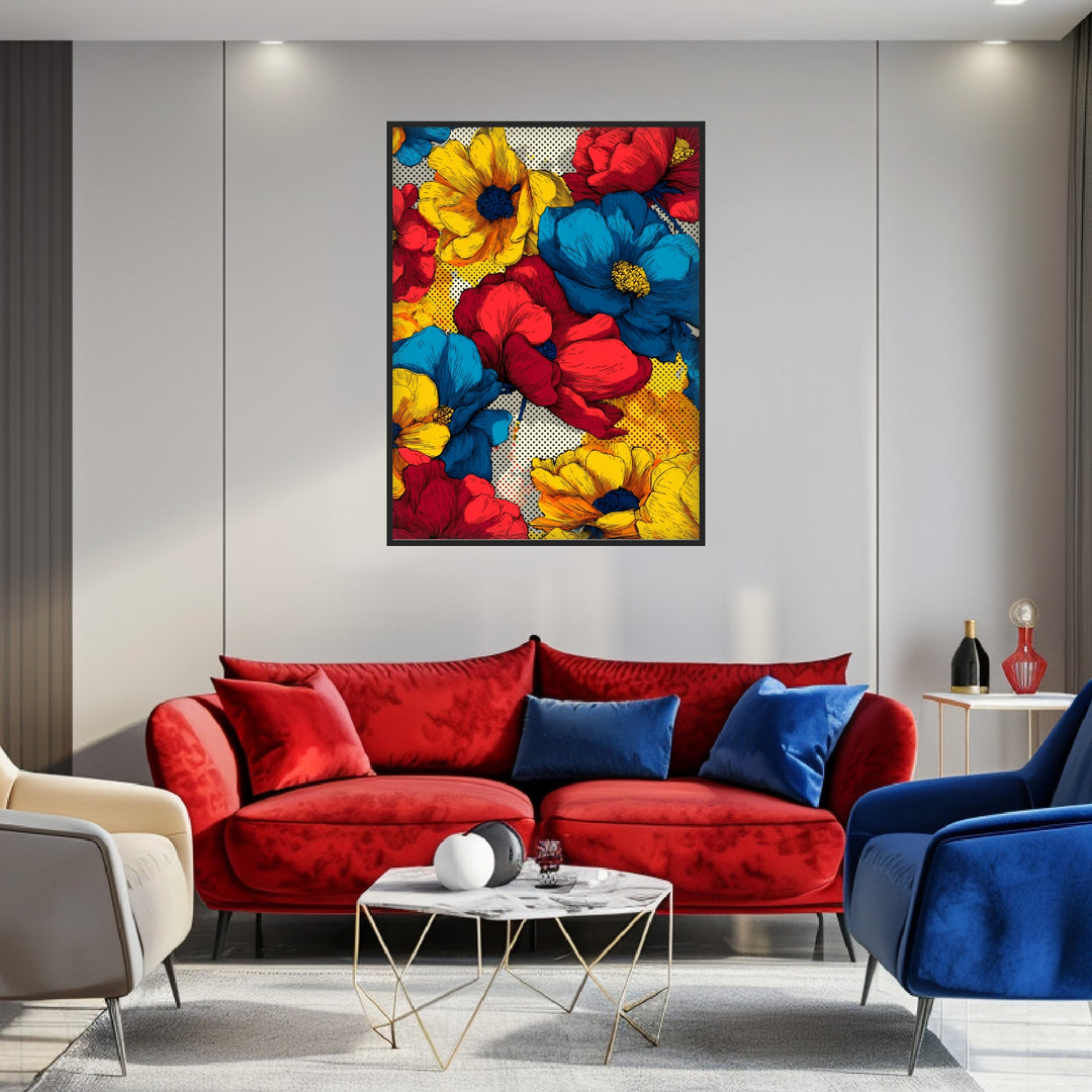 Bunte Blumenillustration Poster Pop Art – mattes Kunstdruck-Papier – Ansicht 3
