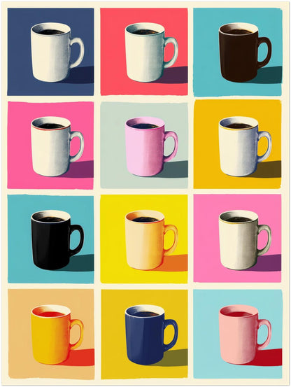 Bunte Kaffeetassen Raster Poster
