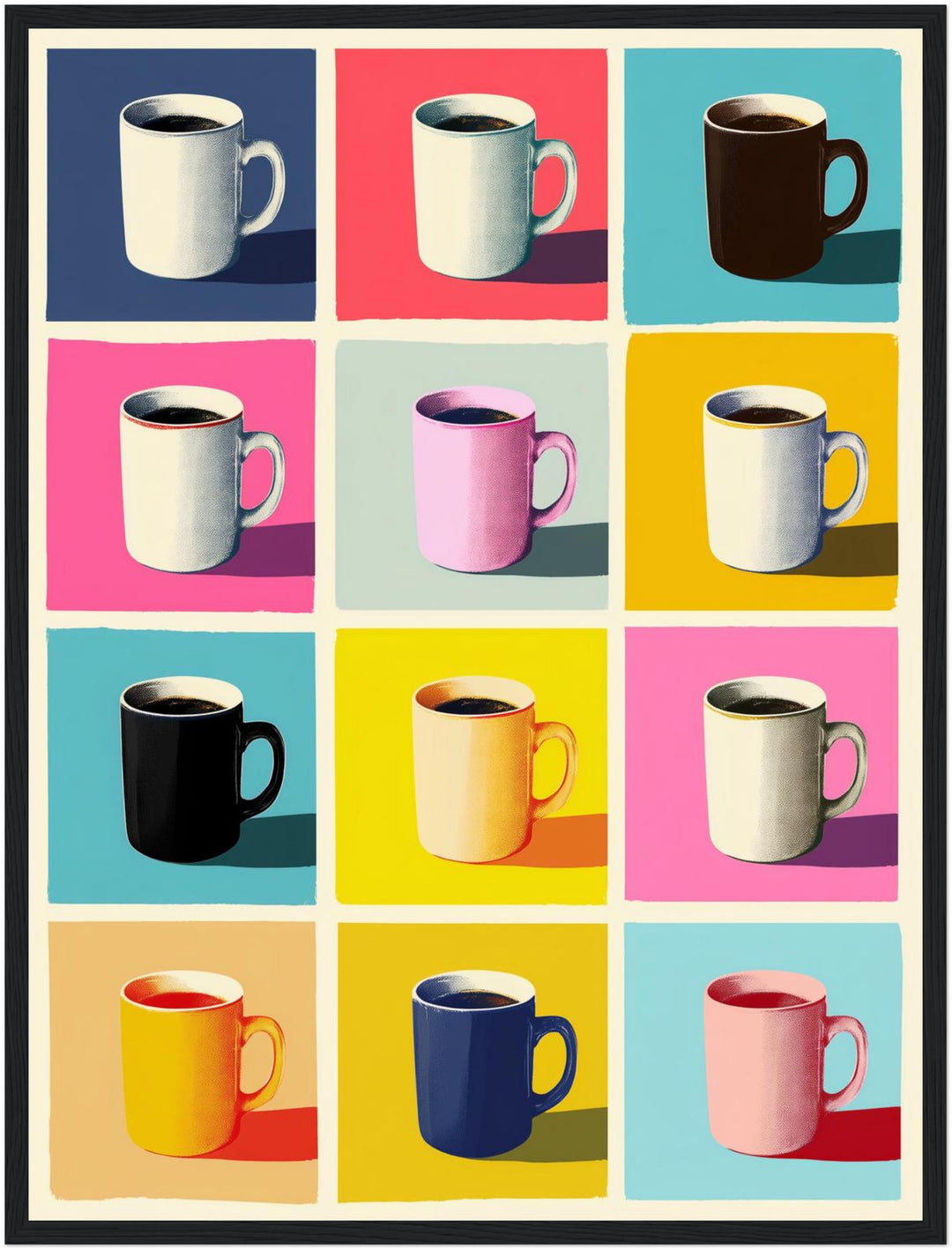 Bunte Kaffeetassen Raster Poster abstrakt – mattes Kunstdruck-Papier – Ansicht 5