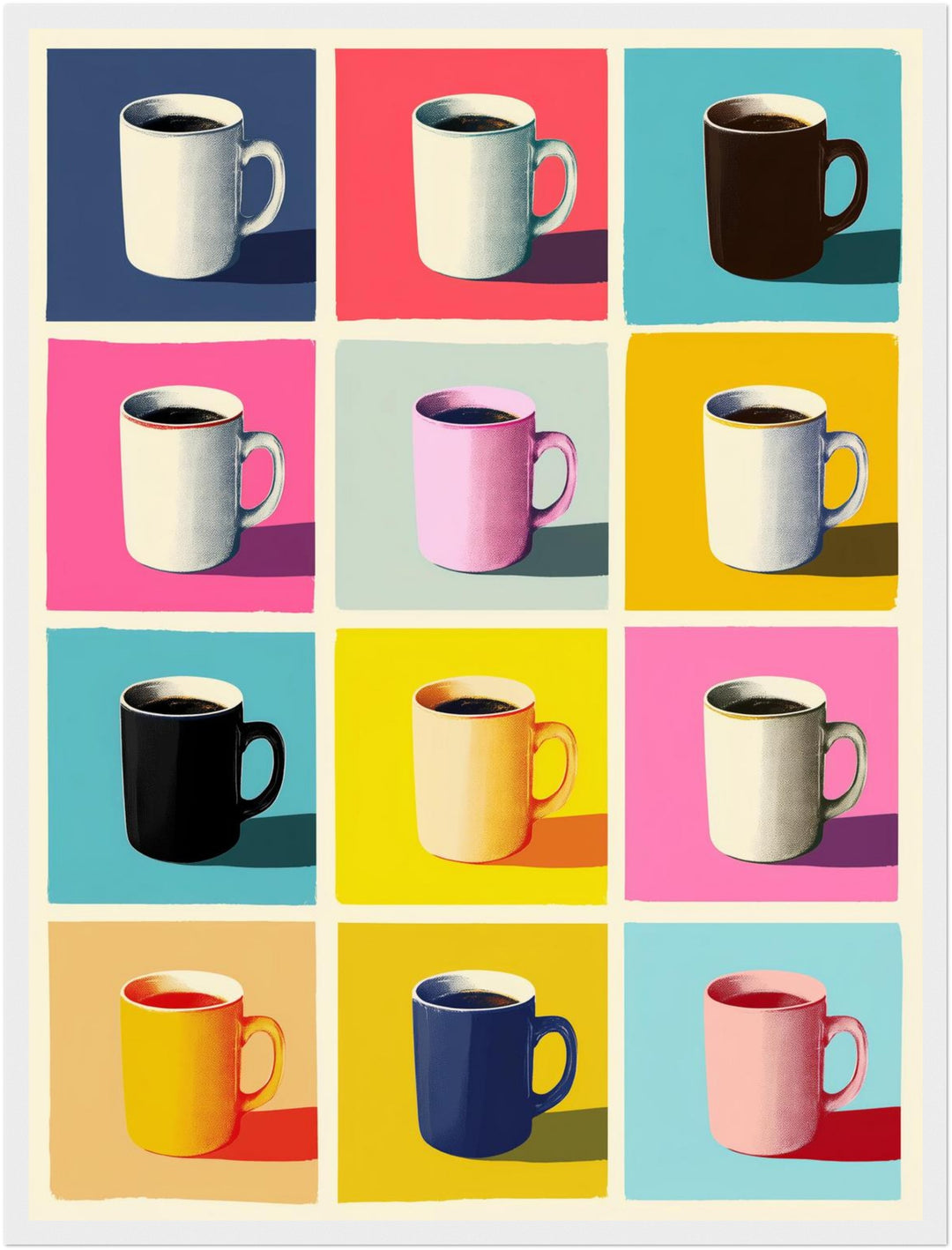 Bunte Kaffeetassen Raster Poster abstrakt – mattes Kunstdruck-Papier – Ansicht 6