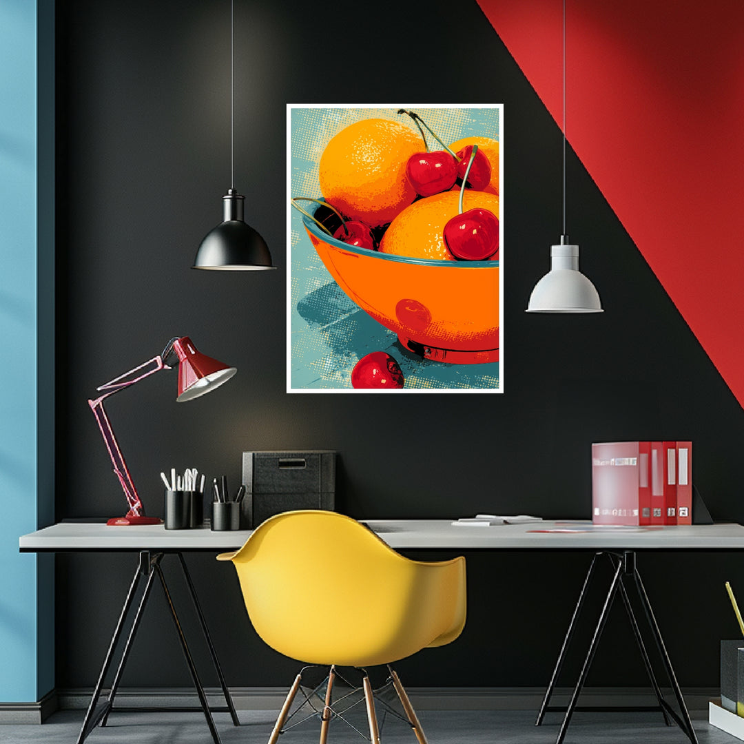 Bunte Obstschale Poster Pop Art – mattes Kunstdruck-Papier – Ansicht 4