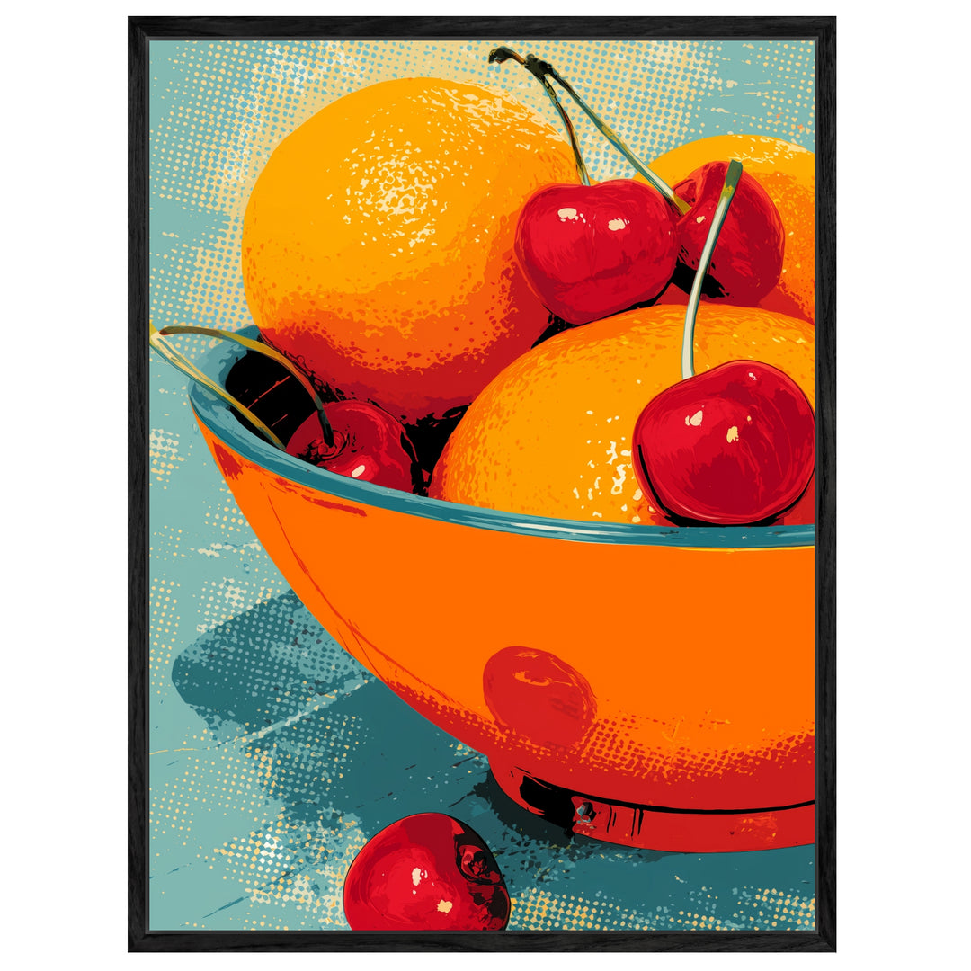 Bunte Obstschale Leinwandbild Pop Art – Leinwand auf Holzrahmen – Ansicht 4