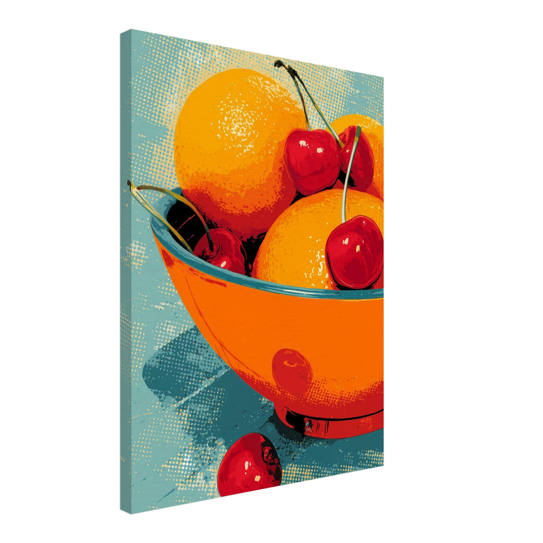 Bunte Obstschale Leinwandbild Pop Art – Leinwand auf Holzrahmen – Ansicht 2