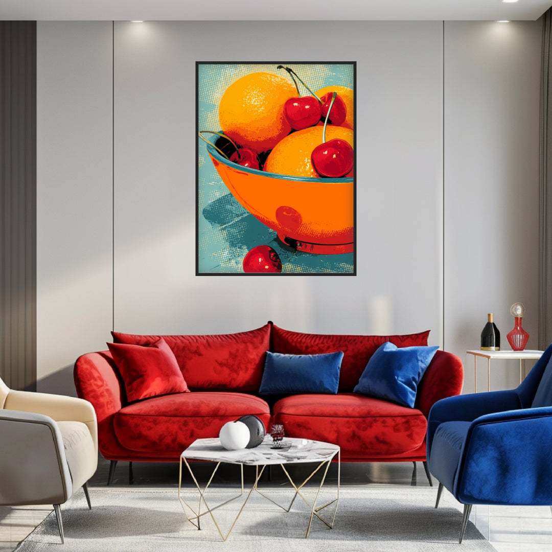 Bunte Obstschale Poster Pop Art – mattes Kunstdruck-Papier – Ansicht 3