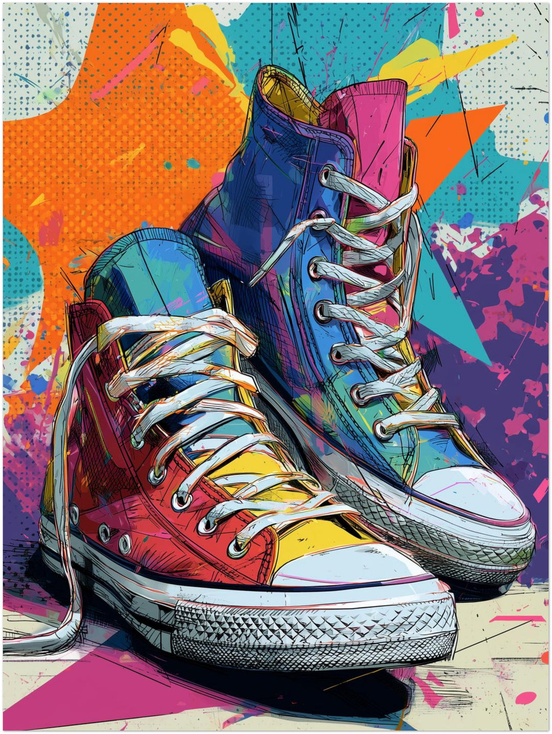 Bunte Sneaker Pop Art – Wandkunst
