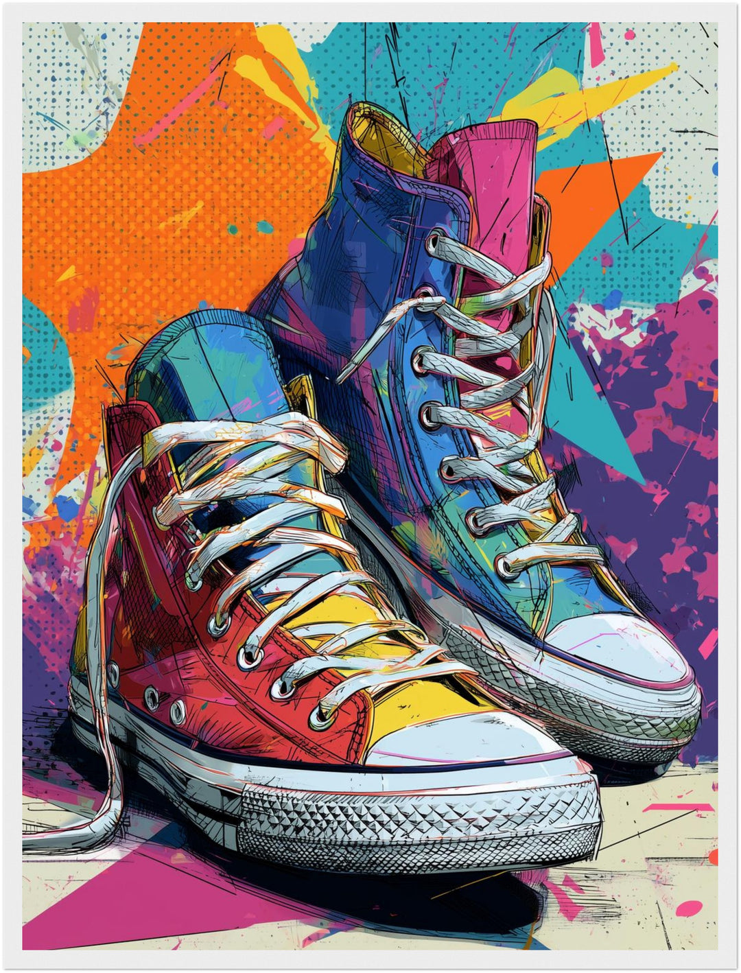 Bunte Sneaker Poster Pop Art – mattes Kunstdruck-Papier – Ansicht 6