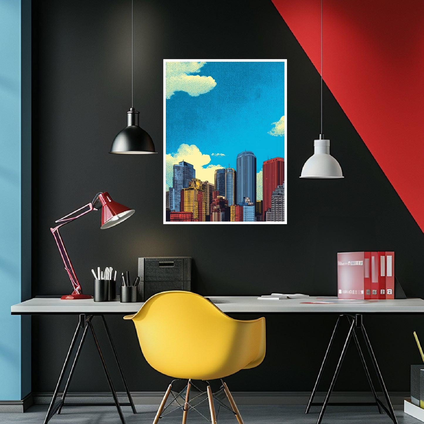 Bunte Stadt Skyline Poster