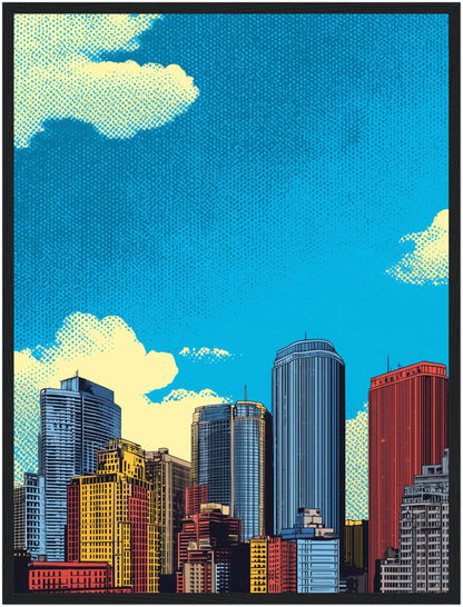 Bunte Stadt Skyline Poster