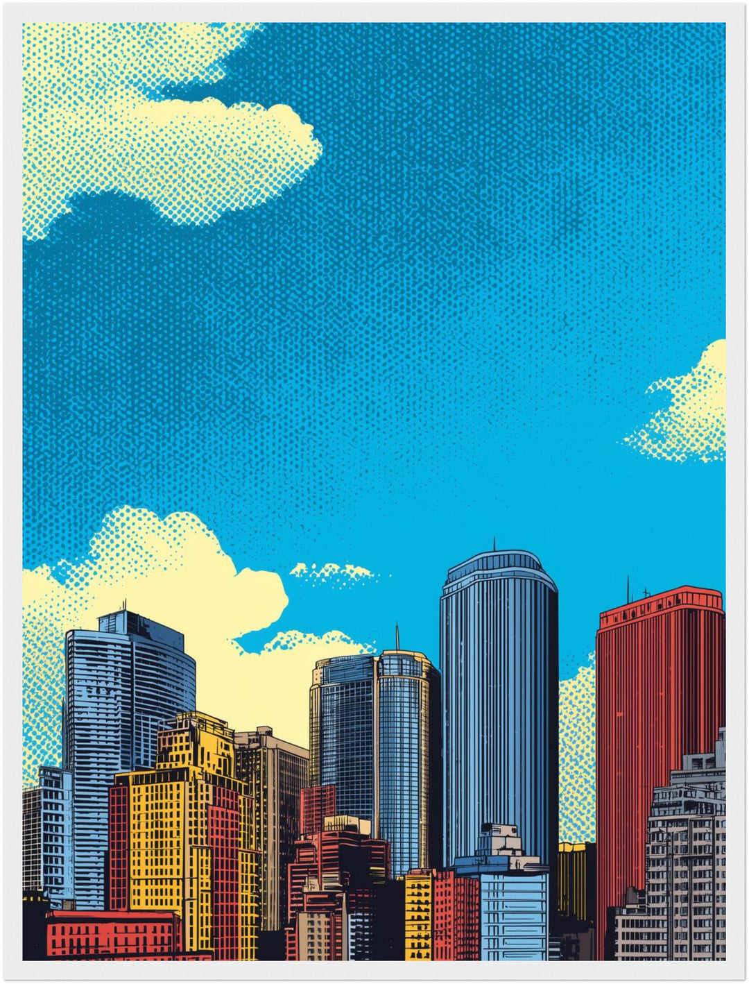 Bunte Stadt Skyline Poster abstrakt – mattes Kunstdruck-Papier – Ansicht 3