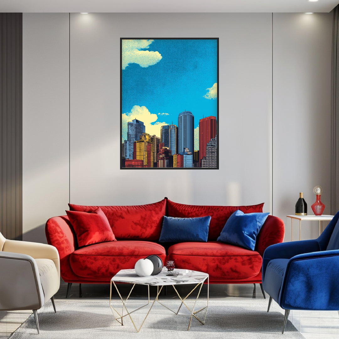 Bunte Stadt Skyline Poster abstrakt – mattes Kunstdruck-Papier – Ansicht 5