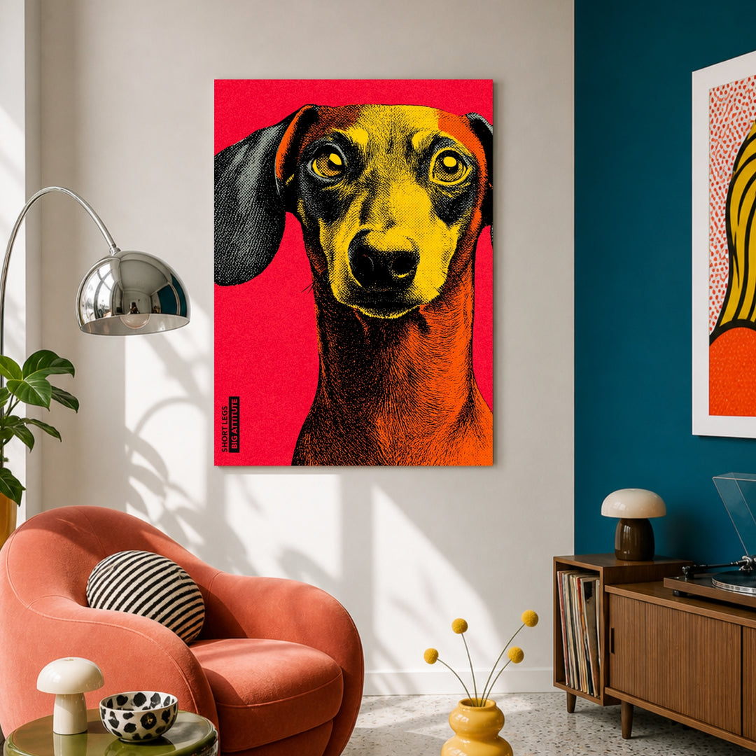 Dackel Leinwandbild Pop Art – Leinwand auf Holzrahmen – Ansicht 3