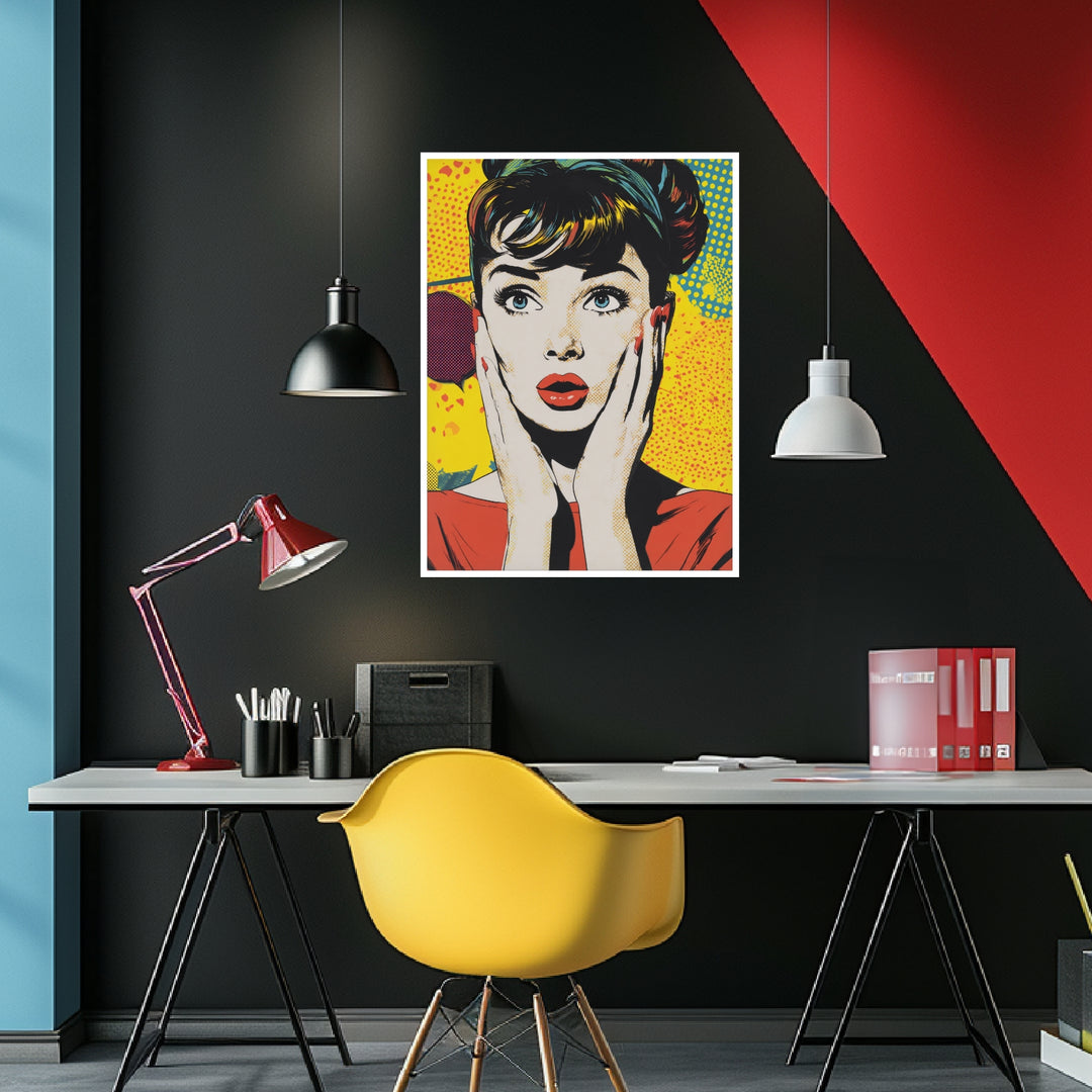 Erstaunte Frau Illustration Poster Pop Art – mattes Kunstdruck-Papier – Ansicht 4