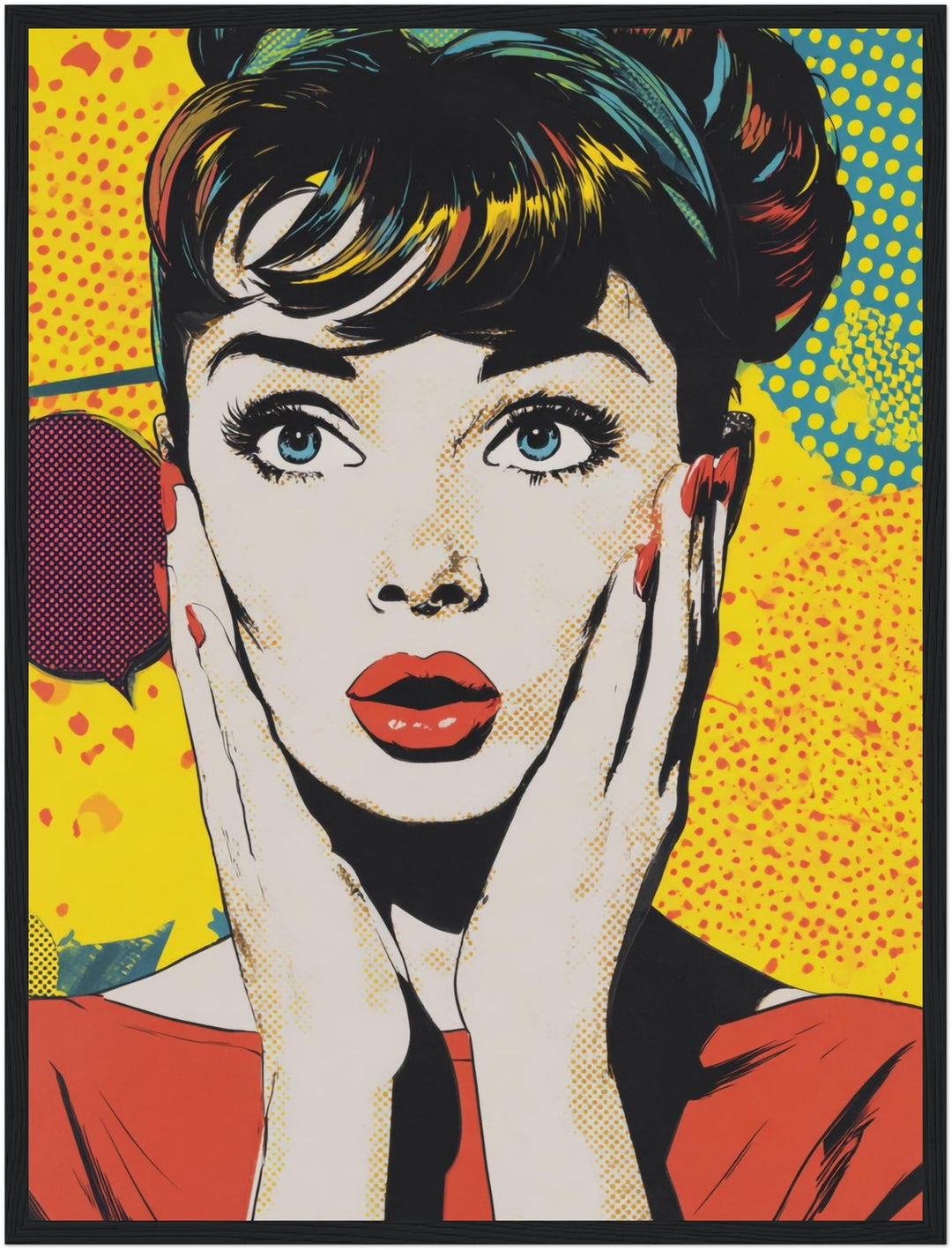 Erstaunte Frau Illustration Poster Pop Art – mattes Kunstdruck-Papier – Ansicht 5