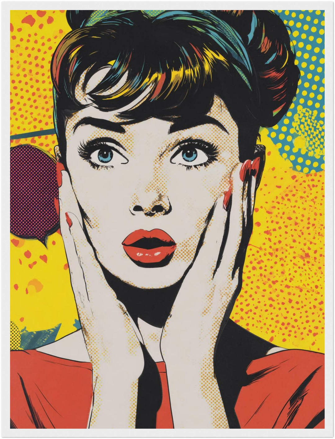 Erstaunte Frau Illustration Poster Pop Art – mattes Kunstdruck-Papier – Ansicht 6