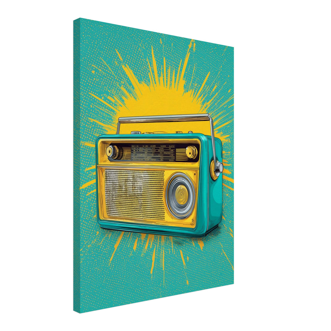 Farbiges Radio Leinwandbild Pop Art – Leinwand auf Holzrahmen – Ansicht 2
