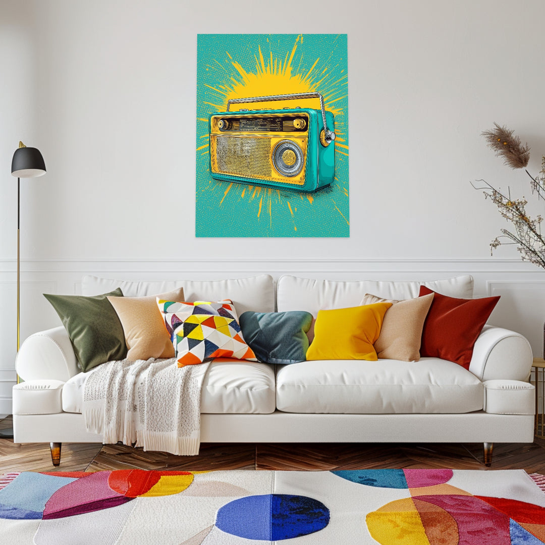 Farbiges Radio Leinwandbild Pop Art – Leinwand auf Holzrahmen – Ansicht 3