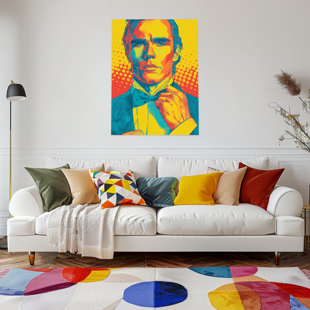 Formelles Männerporträt Leinwandbild Pop Art – Leinwand auf Holzrahmen – Ansicht 3