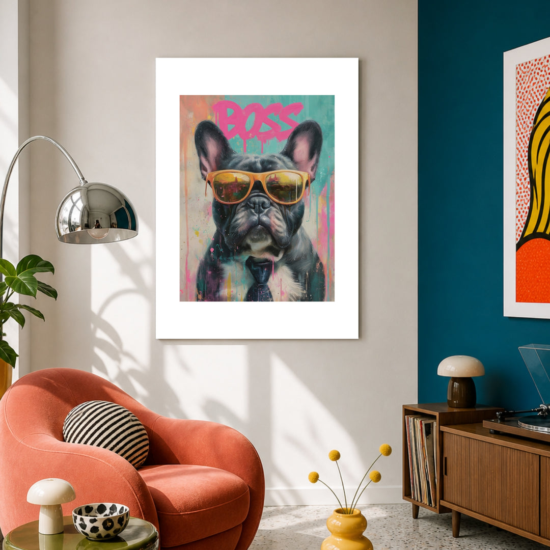 Boss Bulldog mit Stil Poster Pop Art – mattes Kunstdruck-Papier – Ansicht 3