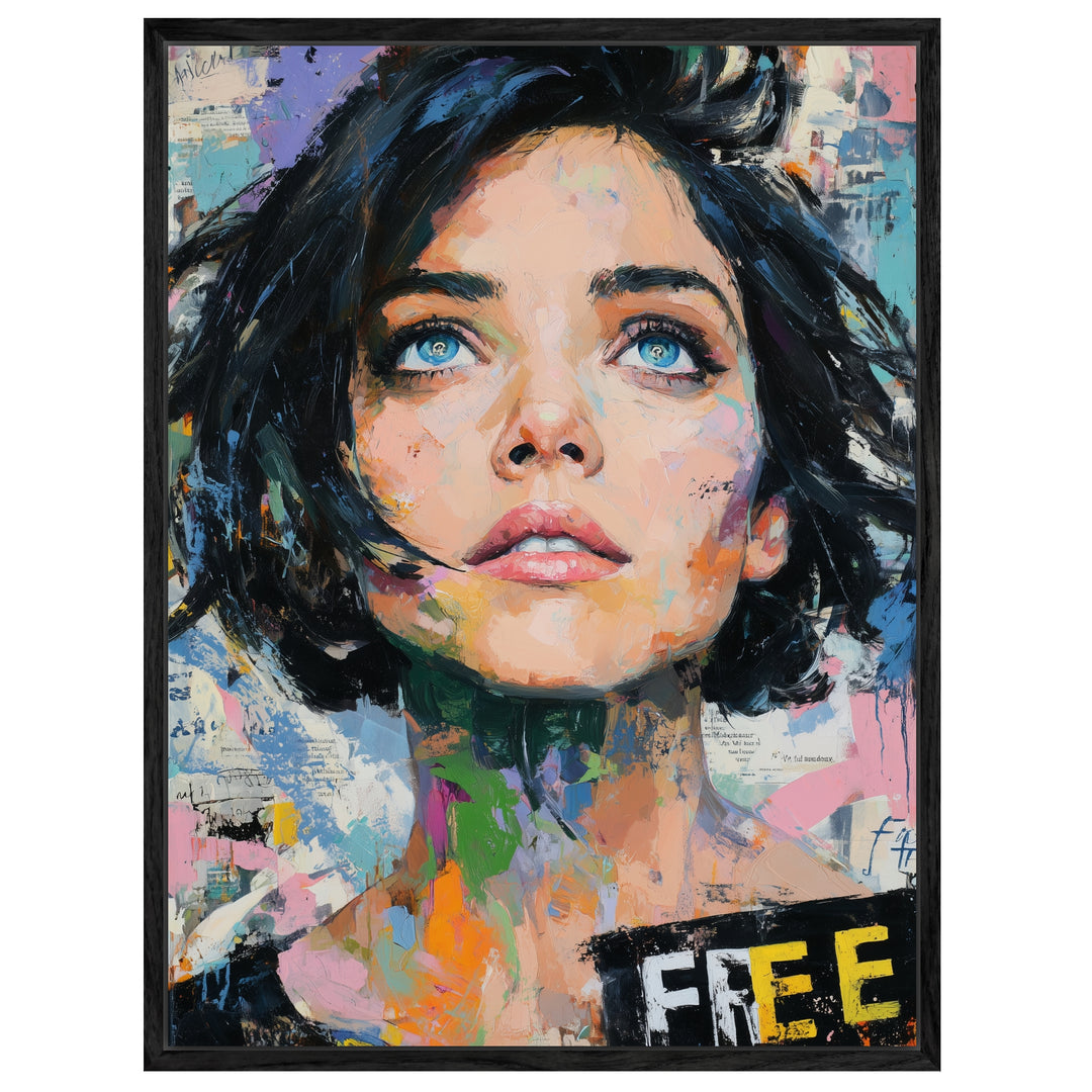 Frau mit Blauen Augen Leinwandbild Pop Art – Leinwand auf Holzrahmen – Ansicht 4