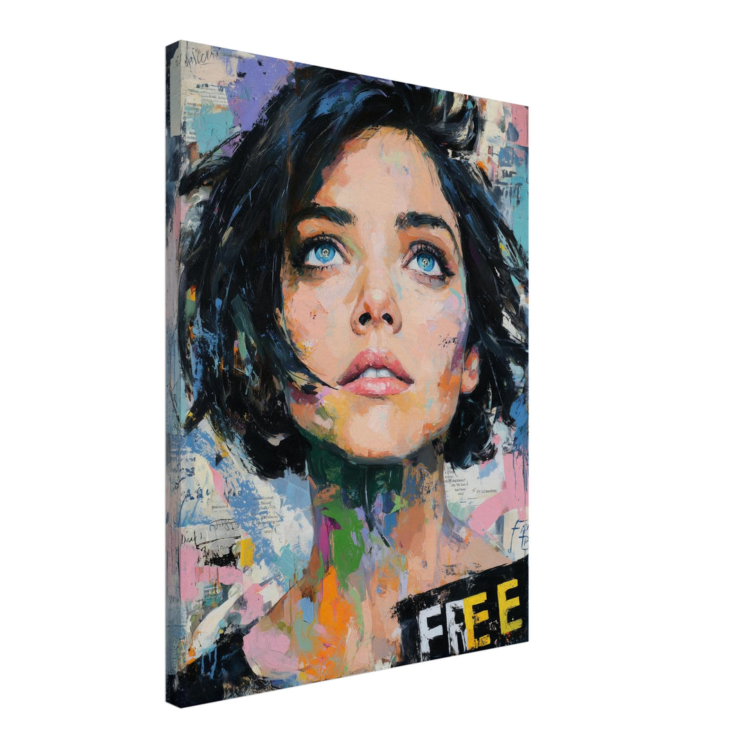 Frau mit Blauen Augen Leinwandbild Pop Art – Leinwand auf Holzrahmen – Ansicht 2