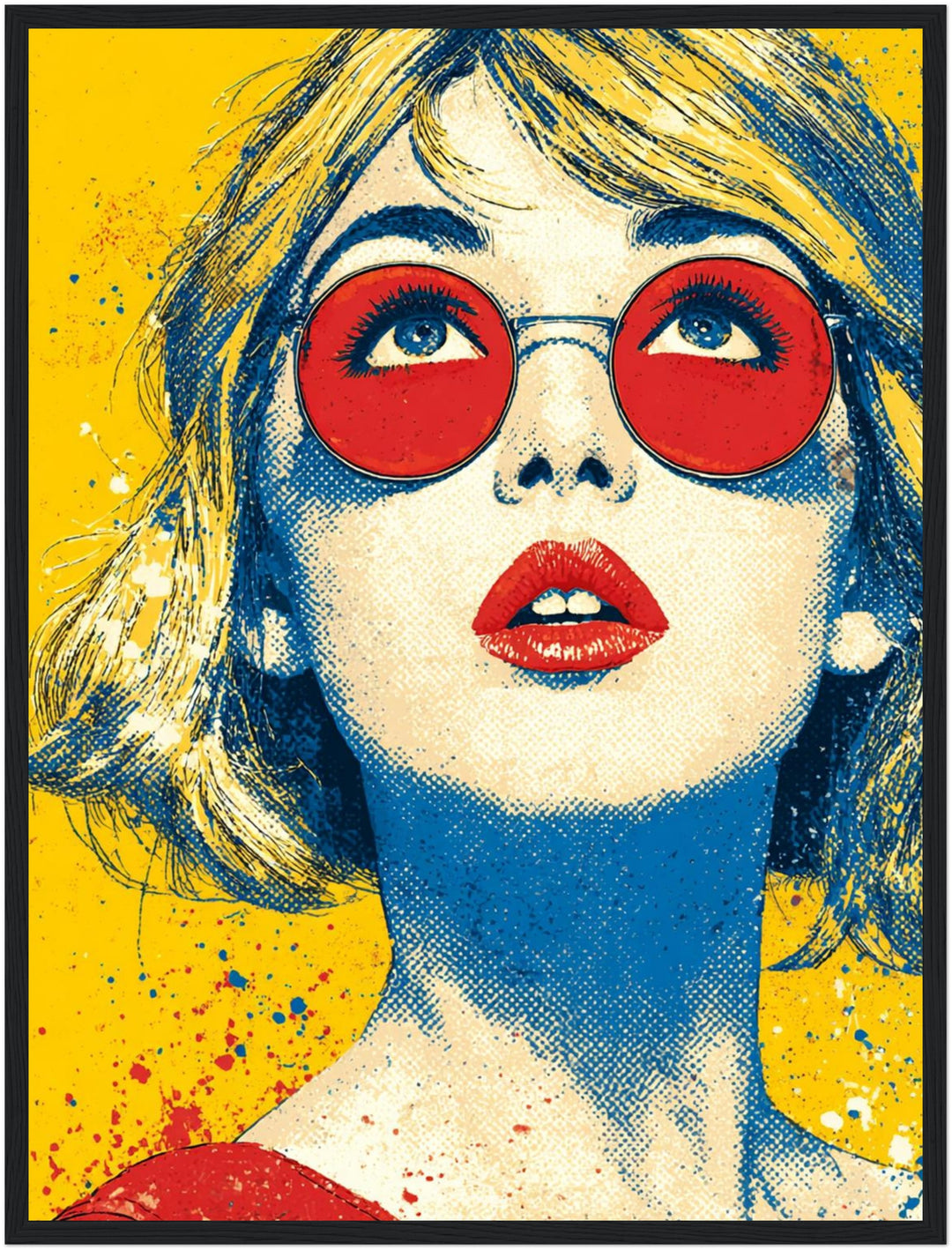 Frau mit roter Brille Poster Pop Art – mattes Kunstdruck-Papier – Ansicht 5