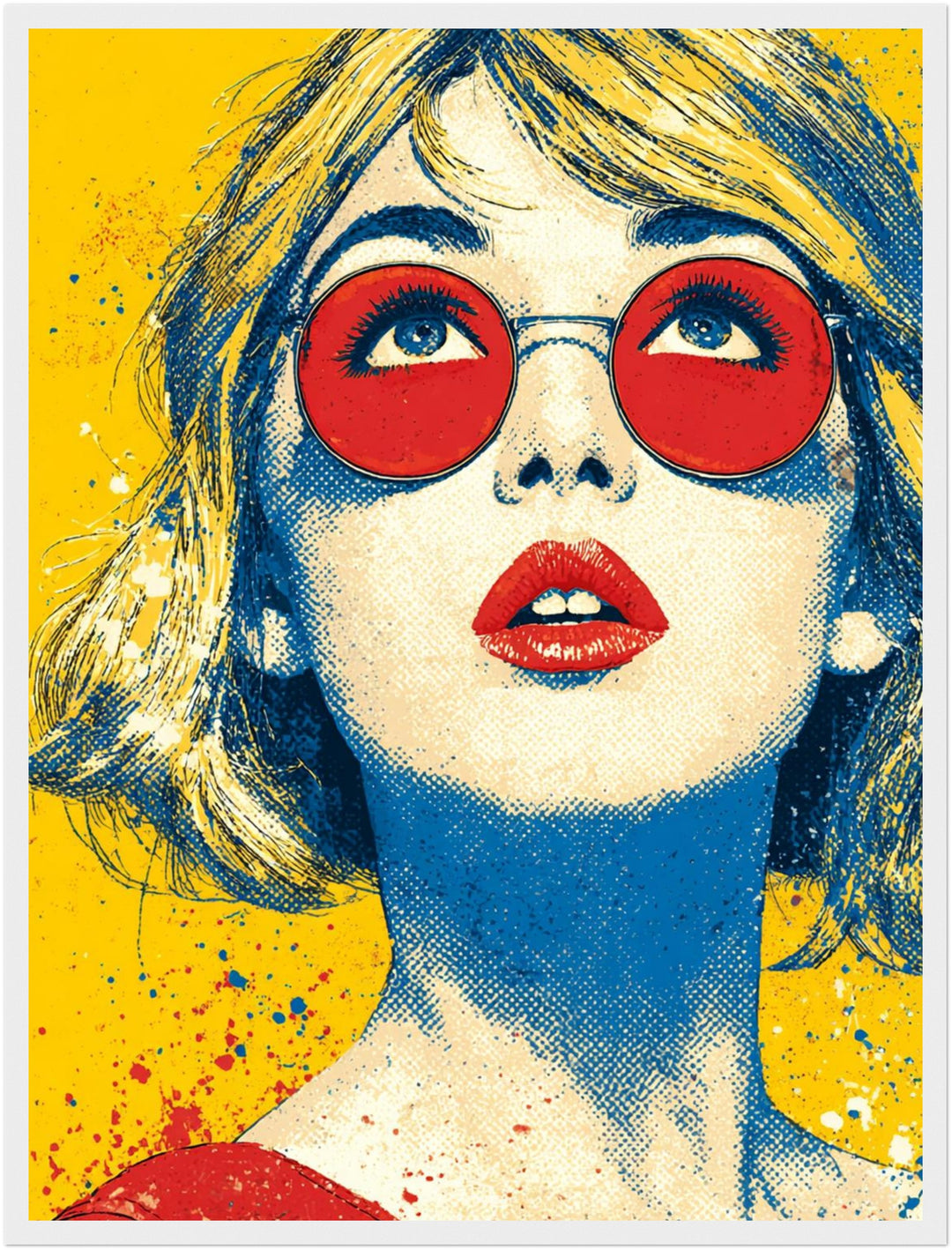Frau mit roter Brille Poster Pop Art – mattes Kunstdruck-Papier – Ansicht 6