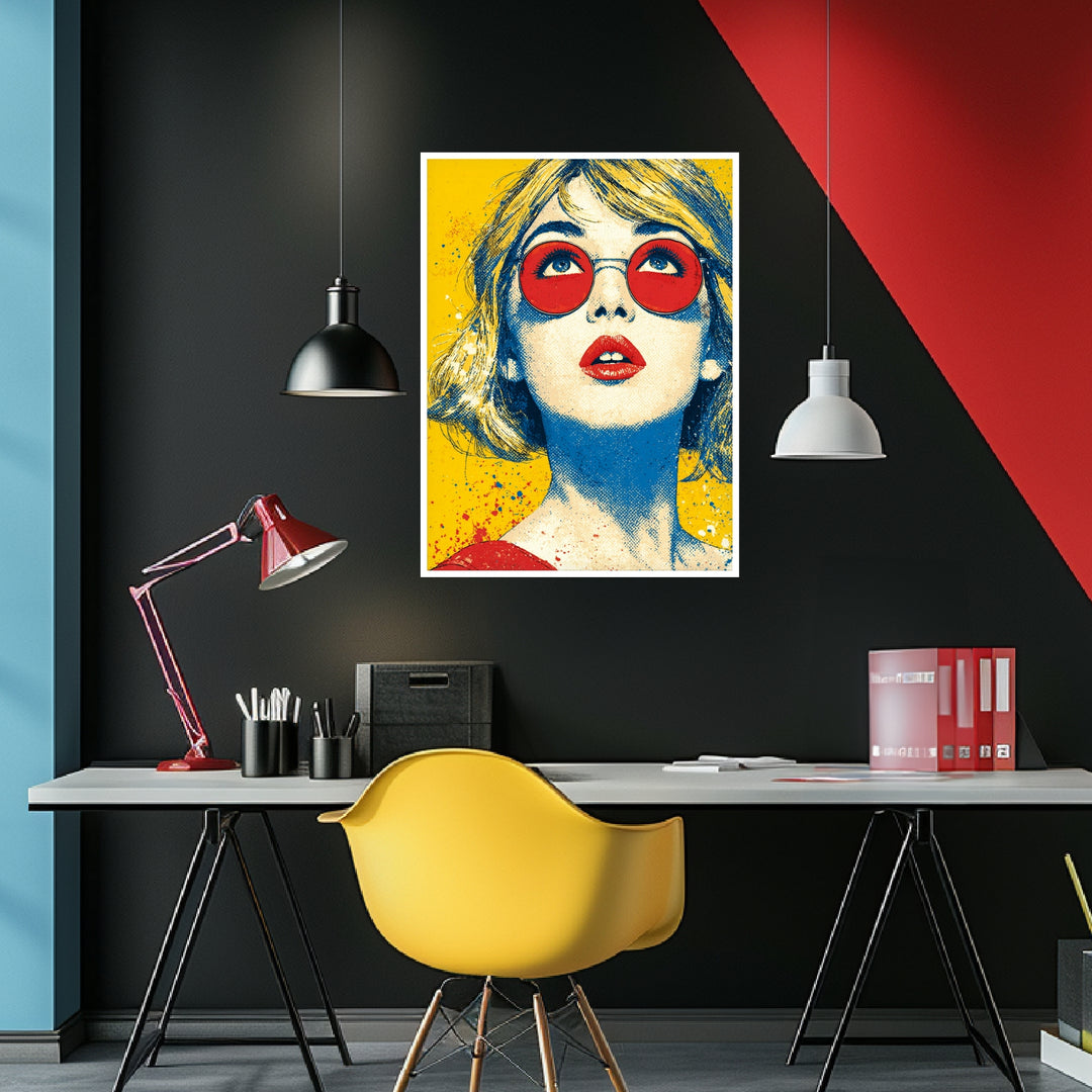 Frau mit roter Brille Poster Pop Art – mattes Kunstdruck-Papier – Ansicht 4