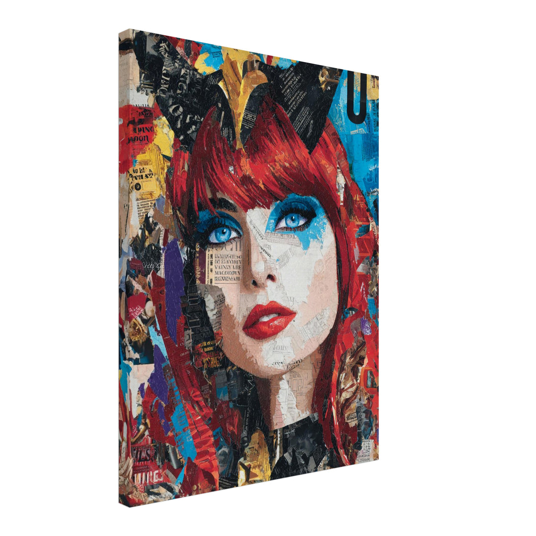 Frau mit roten Haaren Leinwandbild Pop Art – Leinwand auf Holzrahmen – Ansicht 2