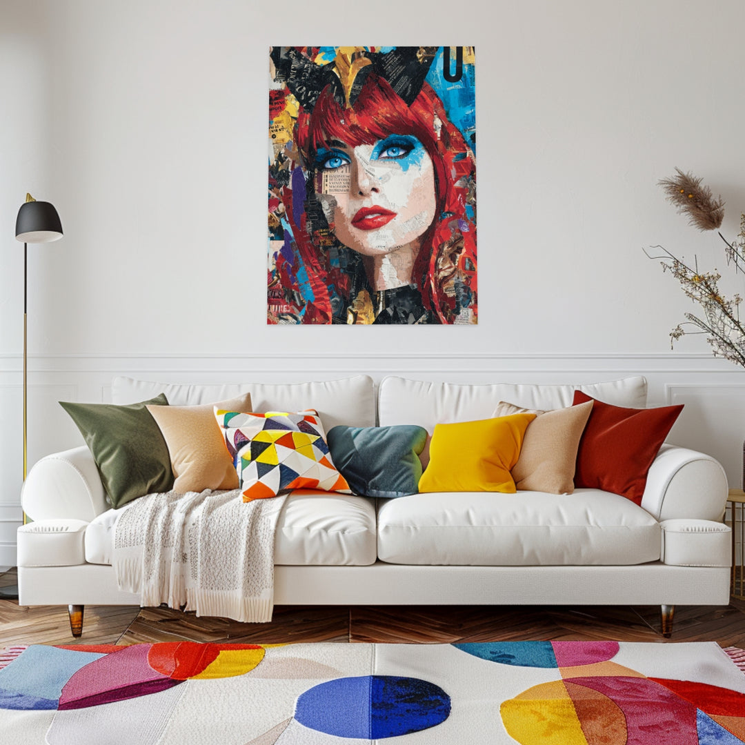 Frau mit roten Haaren Leinwandbild Pop Art – Leinwand auf Holzrahmen – Ansicht 3