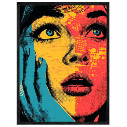 Frauengesicht in Blau Gelb Leinwandbild