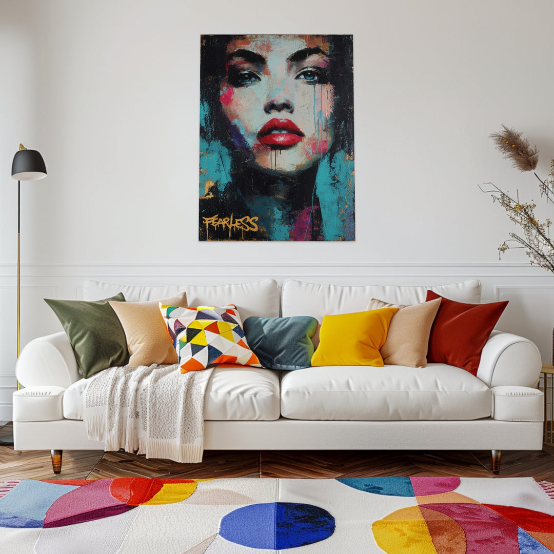 Furchtloses Frauenportrait Leinwandbild Pop Art – Leinwand auf Holzrahmen – Ansicht 3
