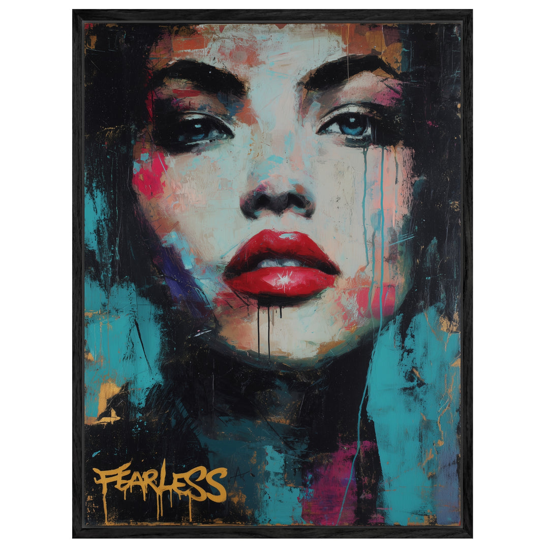 Furchtloses Frauenportrait Leinwandbild Pop Art – Leinwand auf Holzrahmen – Ansicht 4